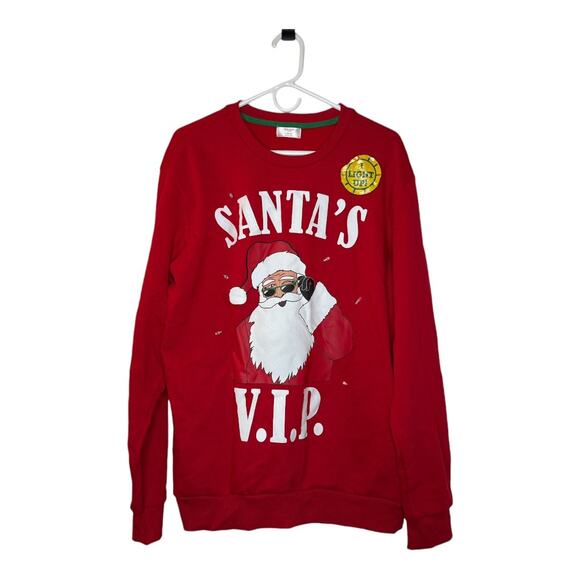 Holiday Time New Red Santa's VIP Light Up Crew Neck Sweatshirt Size L (42-44) - Picture 1 of 5